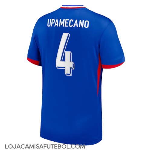 Camisa de Futebol França Dayot Upamecano #4 Equipamento Principal Europeu 2024 Manga Curta